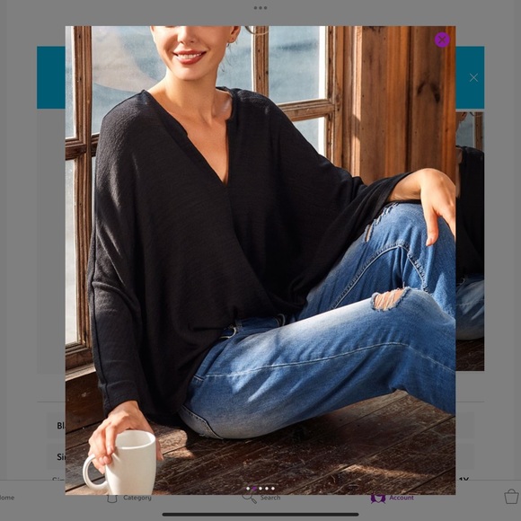 Black Twist-Front Notch Collar Top - Picture 8 of 10